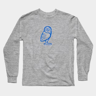 Athena owl. Design for ancient Greece fans in blue ink Long Sleeve T-Shirt